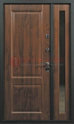 Темная железная дверь с панелью МДФ с зеркалом ДМ-338 в Луховицах